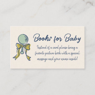 Navy und Mint Doodle Rassel und Schleife Buchanfra Begleitkarte