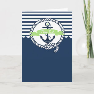 Navy und Minze Green Nautical Danke Card