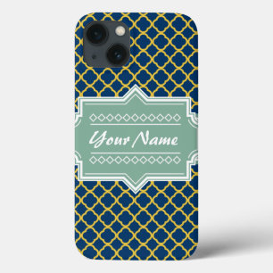 Navy und Minze Quatrefolie Personalisiert Case-Mate iPhone Hülle