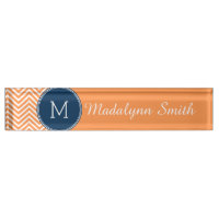 Navy und Orange Chevrons mit Custom Monogram