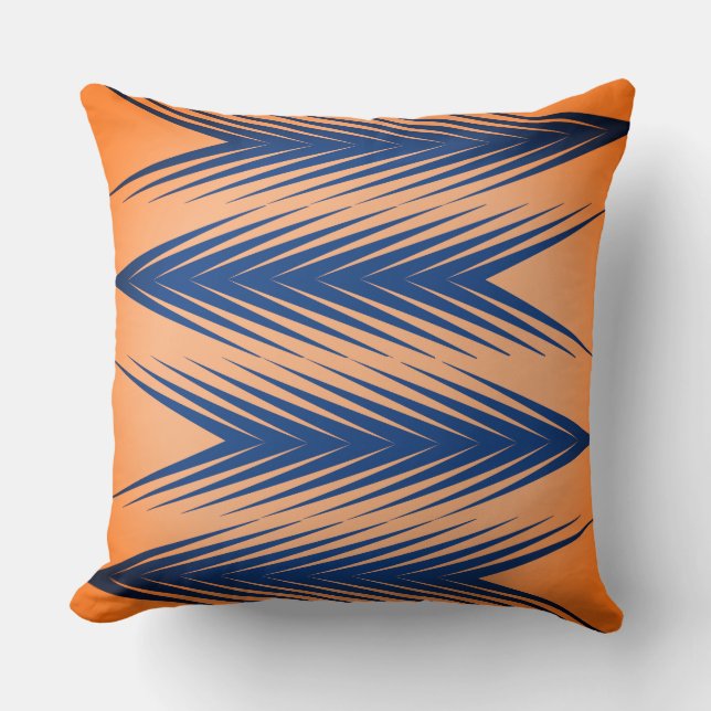 Navy und Orange Geometric Throw Pillow Kissen (Vorderseite)