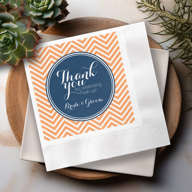 Navy und Orange - Hochzeit Danke, Bride Groom Serviette (Personalized Wedding Thank You Napkins)