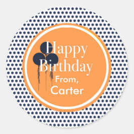 Navy und Orange Polka Dot Custom Gift Stickers