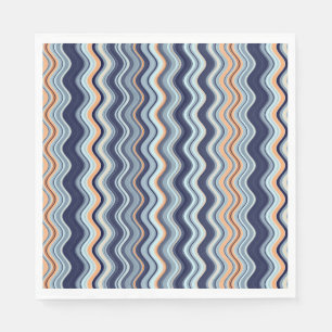 Navy und Orange Wavy Stripes Serviette