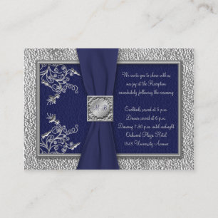 Navy- und Pewter-Empfang-Karte Begleitkarte