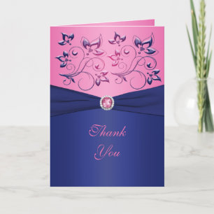 Navy und Pink Floral Vielen Dank Karte