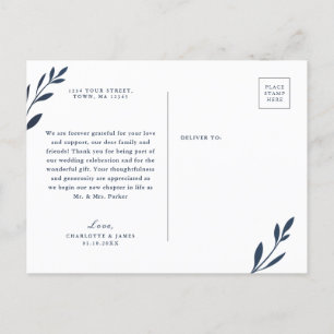 Navy und Pink Folies Danke Postcard Einladungspostkarte