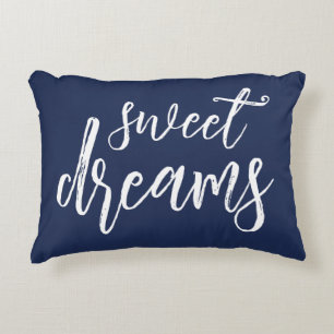 Navy und Pink Sweet Dreams Hand Letters Dekokissen