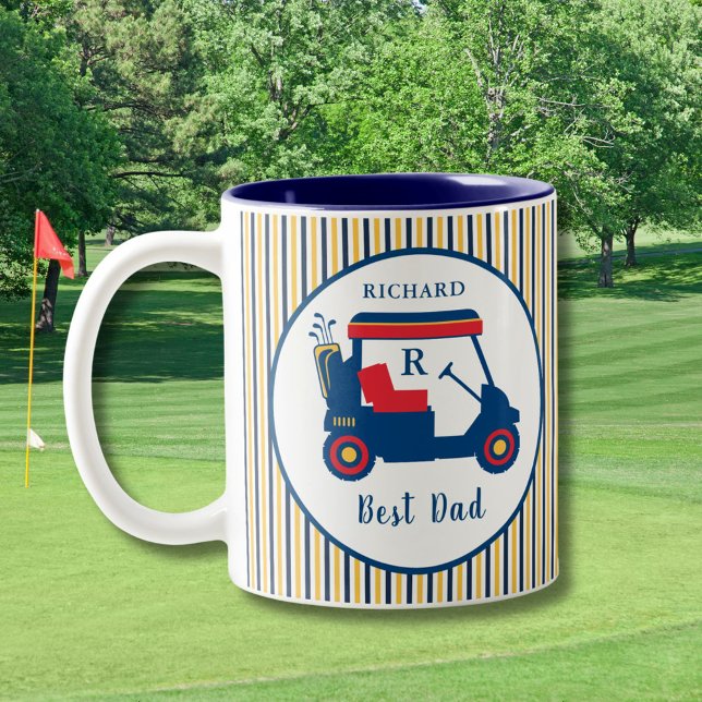 Navy und Red Golf Best Vater Personalisiert Zweifarbige Tasse (Von Creator hochgeladen)