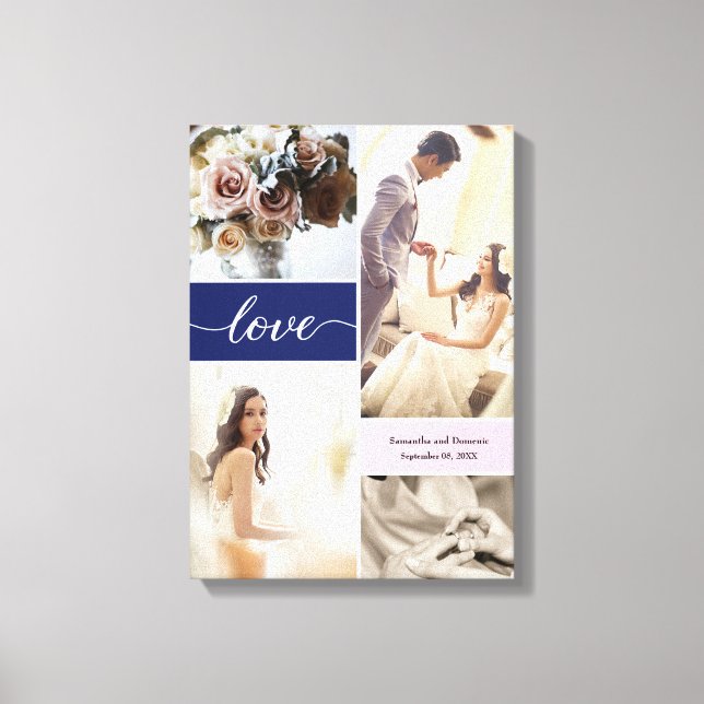 Navy und rosa elegante Liebe Hochzeiten Fotos Leinwanddruck (Vorderseite)