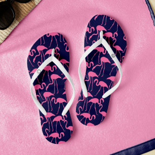 Navy und rosa Flamingo Muster Flip Flops