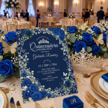 Navy- und Royalblau Quinceañera Silberner Schmette