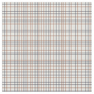 Navy und Rust Grid auf hellgrau (fast weiß) Stoff