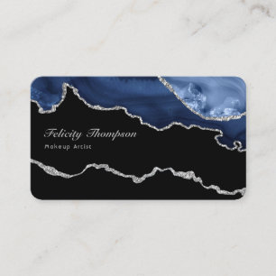 Navy und Silber-Achat-Edelstein QR-Code Visitenkarte