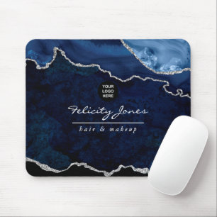 Navy und Silber-Achat-Edelstein-Unternehmens Mousepad