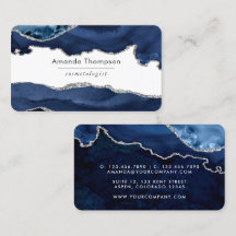Navy- und Silber-Achat-Edelstein