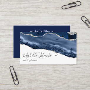 Navy und Silber Achat Visitenkarte