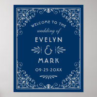 Navy- und Silber-Art-Déco-Hochzeitsempfang