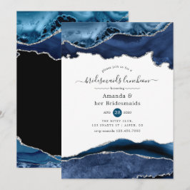 Navy und Silver Agate Bridesmaids Luncheon Einladung