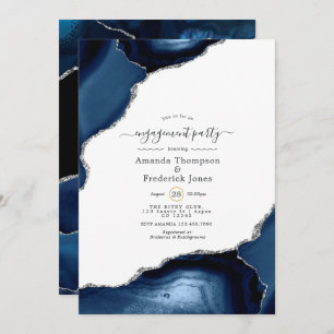Navy und Silver Agate Engagement Party Einladung