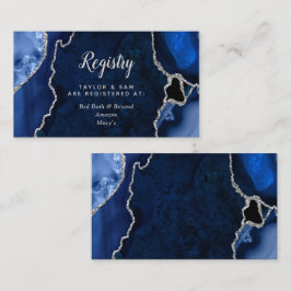 Navy und Silver Agate Hochzeitswunschliste Begleitkarte