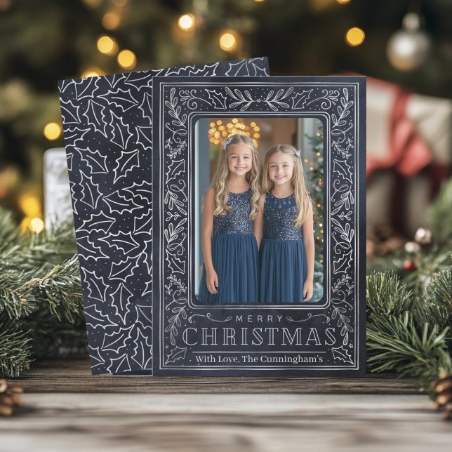 Navy und Silver Holiday Card Feiertagskarte (Navy and Silver Christmas Greeting Card)