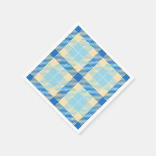 Navy und Sky Blue Tartan Kariert Paper Napkins Serviette