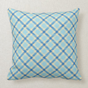 Navy und Sky Blue Tartan Kariertes Pillow 2 Square Kissen