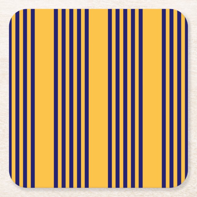 Navy und sonnige gelbe fünf Streifen Muster Rechteckiger Pappuntersetzer (Vorderseite)