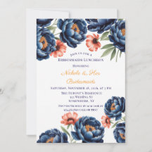 Navy- und verbrannte Orange Blumen-Junggesellinnen