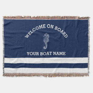 Navy- und Weiß gestreifte personalisierte   Bootsn Decke