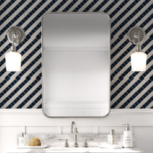 Navy- und Weiß-Mosaik-Diagonalmuster Tapete