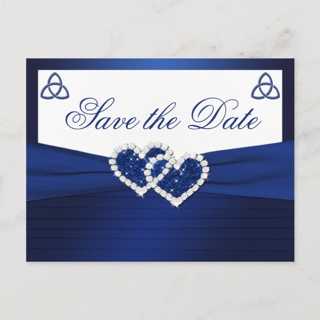 Navy und Weiße Liebe Knot Save the Date Postkarte (Vorderseite)