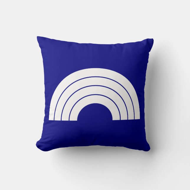 Navy und weißer Regenbogen Kissen (Vorderseite)