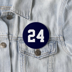 Navy und White Athlete Jersey Number Button