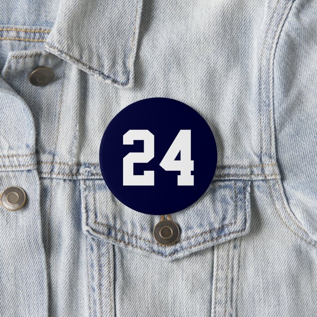 Navy und White Athlete Jersey Number Button (Beispiel)