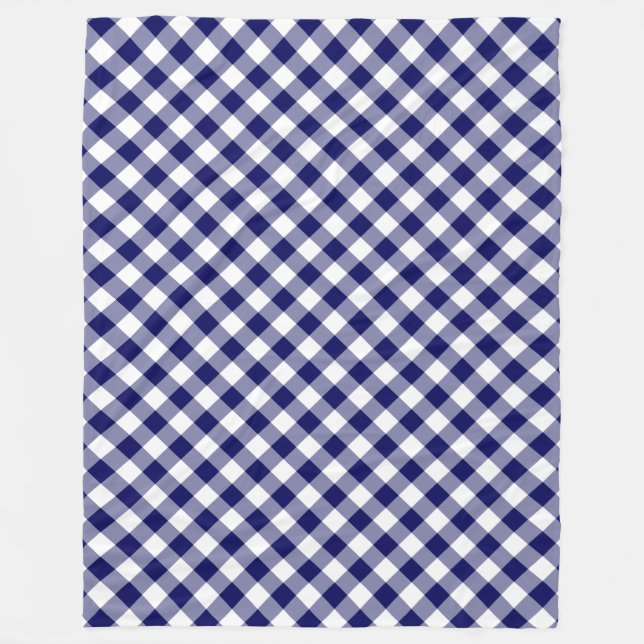 Navy und White Diagonal Buffalo Kariert Fleecedecke (Vorderseite)