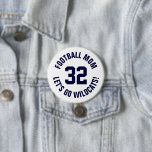 Navy und White Football Mama Jersey Button<br><div class="desc">Freuen Sie sich auf Ihr Lieblings-Sportteam, Ihren Fußballspieler oder zeigen Sie einfach Ihren Schulstolz mit einem personalisierten Spirituosenknopf! Fügen Sie Ihren Schulnamen hinzu oder personalisieren Sie ihn mit einem Spielernamen und Jersey-Nummer. Ideal für Fußball, Basketball, Baseball und Fußball! Erstellen Sie individuelle Buttone für das ganze Team, Cheerleader, Eltern und Geschwister,...</div>