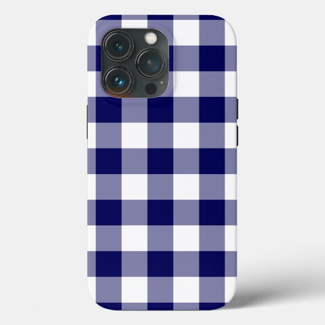 Navy und White Gingham Kariert Case-Mate iPhone Hülle (Rückseite)