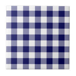 Navy und White Gingham Pattern Fliese