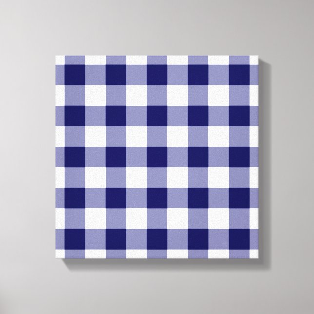 Navy und White Gingham Pattern Leinwanddruck (Vorderseite)