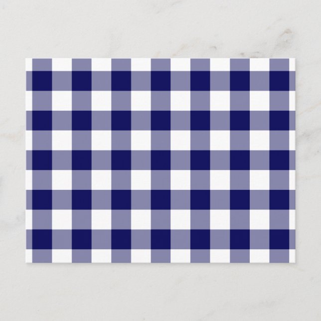 Navy und White Gingham Pattern Postkarte (Vorderseite)