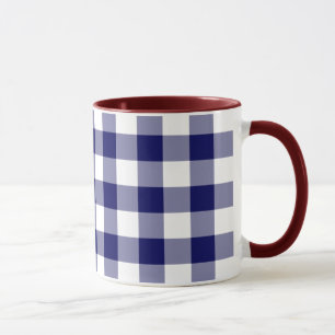 Navy und White Gingham Pattern Tasse