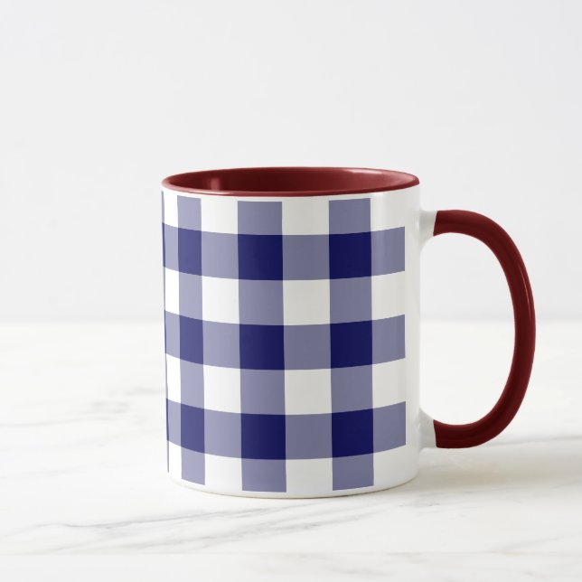 Navy und White Gingham Pattern Tasse (Rechts)