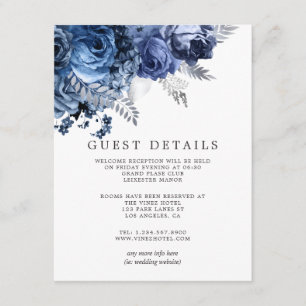 Navy und White mit Silver Wedding Gästedaten Begleitkarte