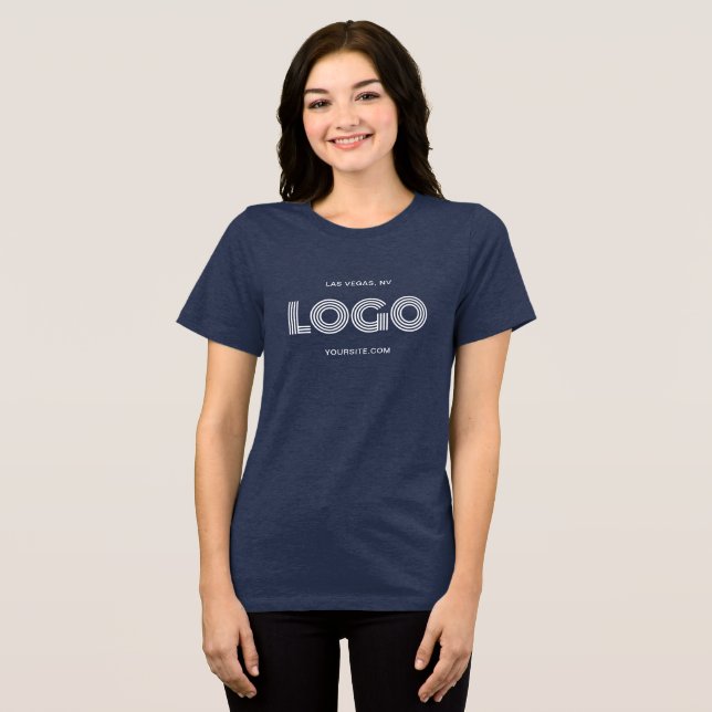 Navy und White Modern Recangle Logo Tri-Blend Shirt (Vorderseite voll)