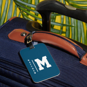 Navy und White Monogram Gepäckanhänger
