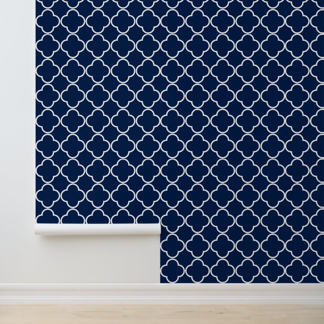 Navy und White Quatrefolie - Background Changeable Tapete (Anwendung)
