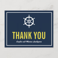 Navy und Yellow Nautical Helm Danke Postcard