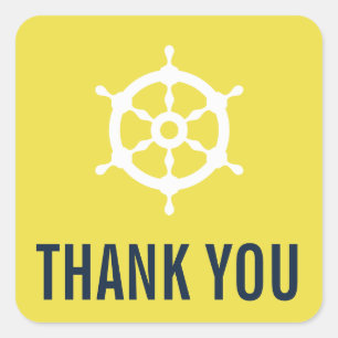 Navy und Yellow Nautical Wedding Danke Sticker